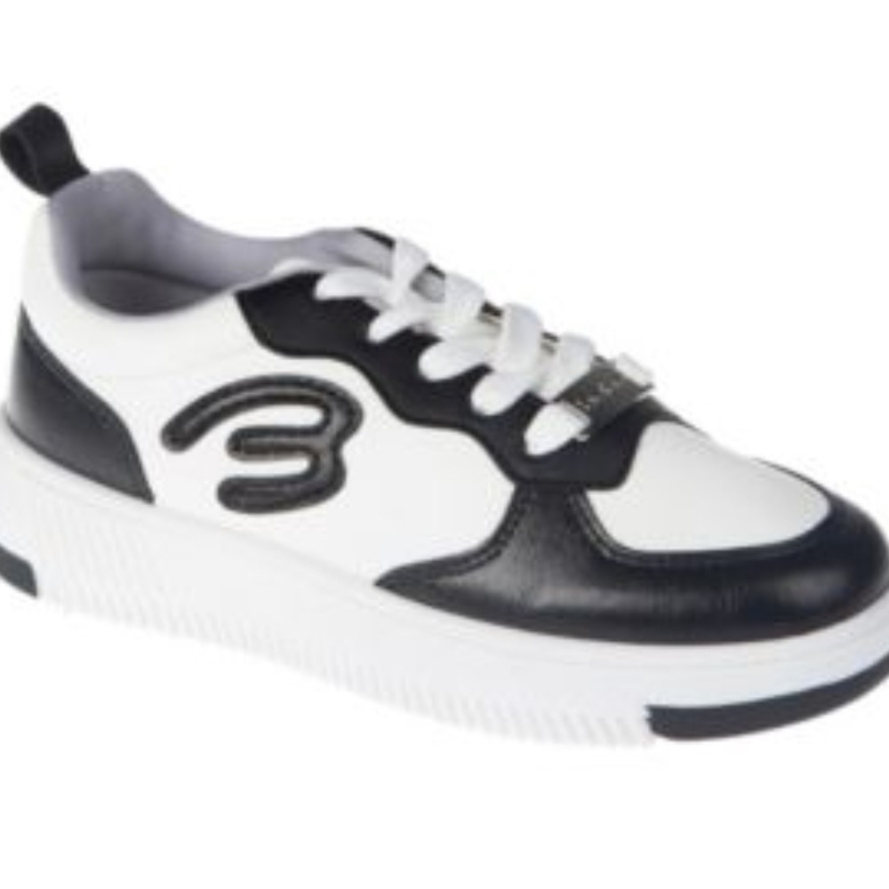 Bebe Girls Black & White Lace-Up Kids Sneaker